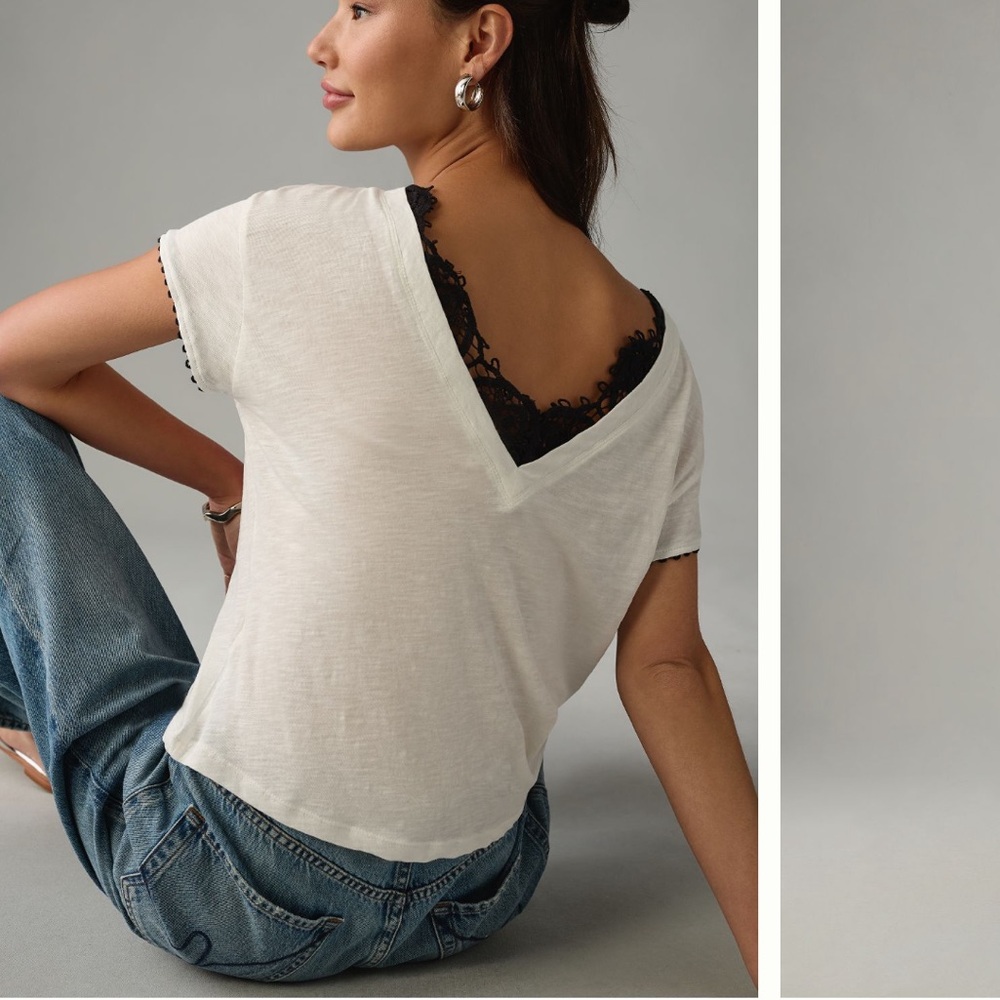 Crochet trim tee